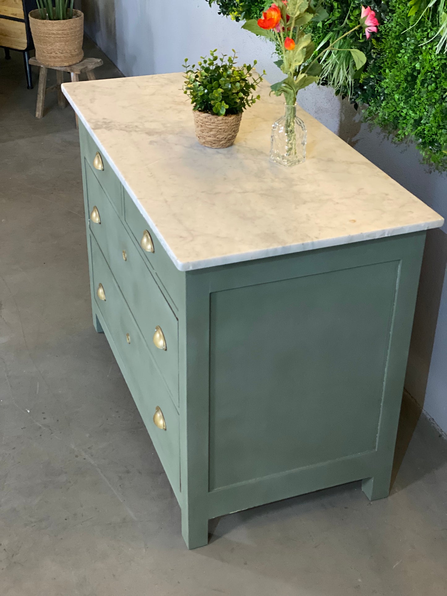 MASSIVHOLZ | Marmor Kommode/Kleiderschrank/Sideboard/Schrank