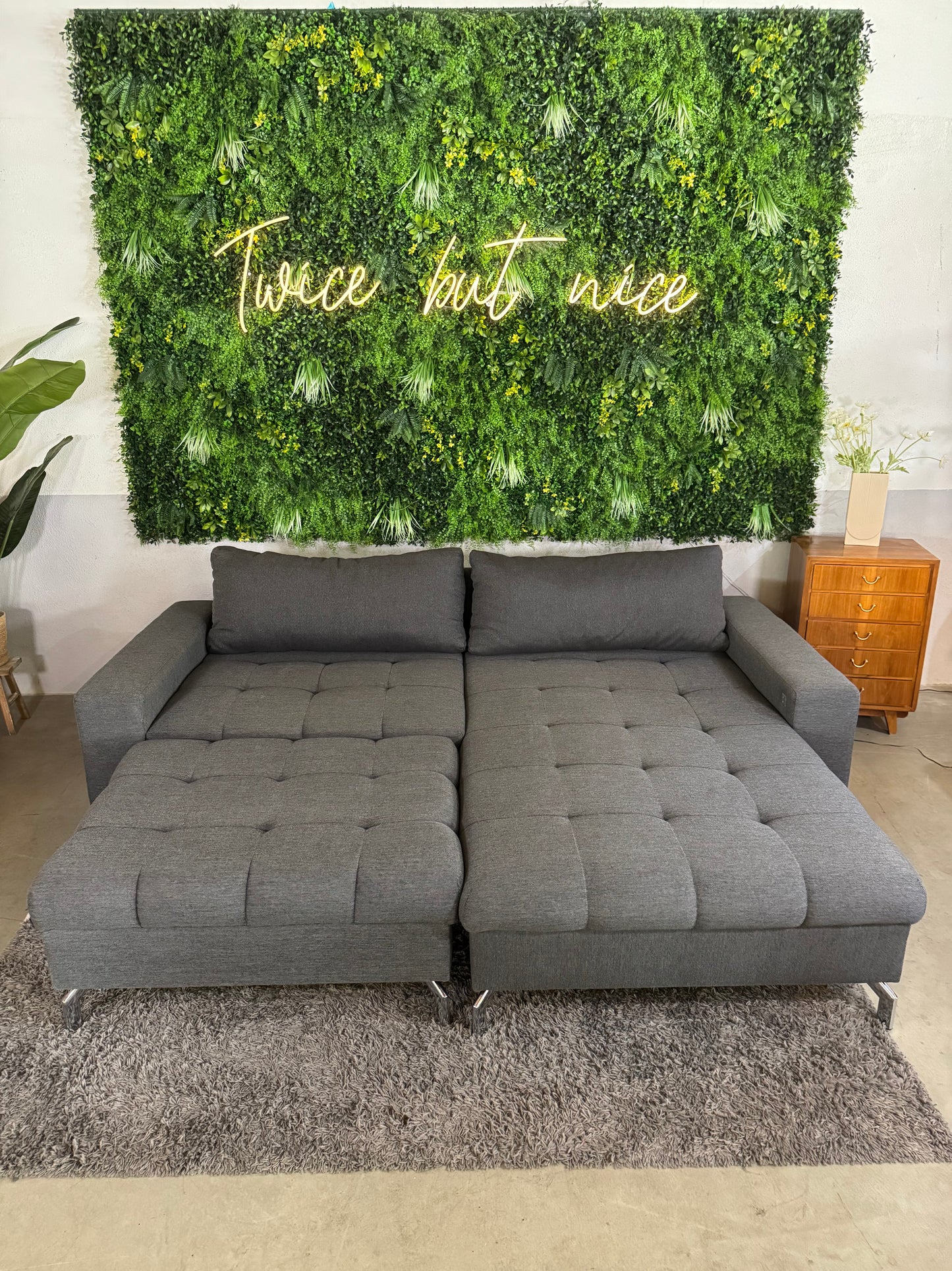 USB Ecksofa mit Hocker