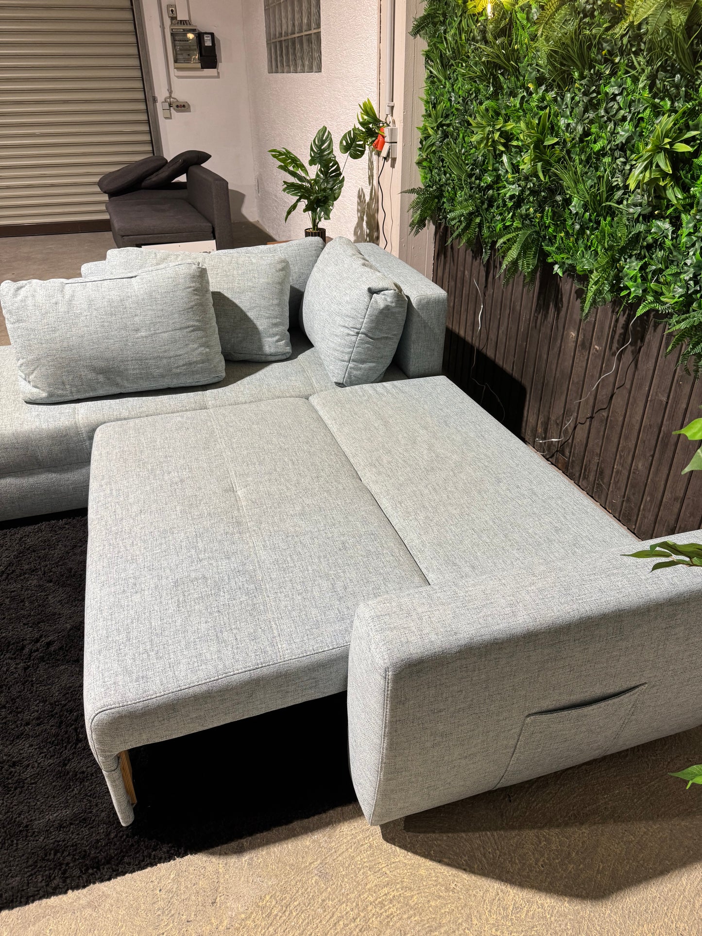 Ecksofa/Schlafsofa hellblau
