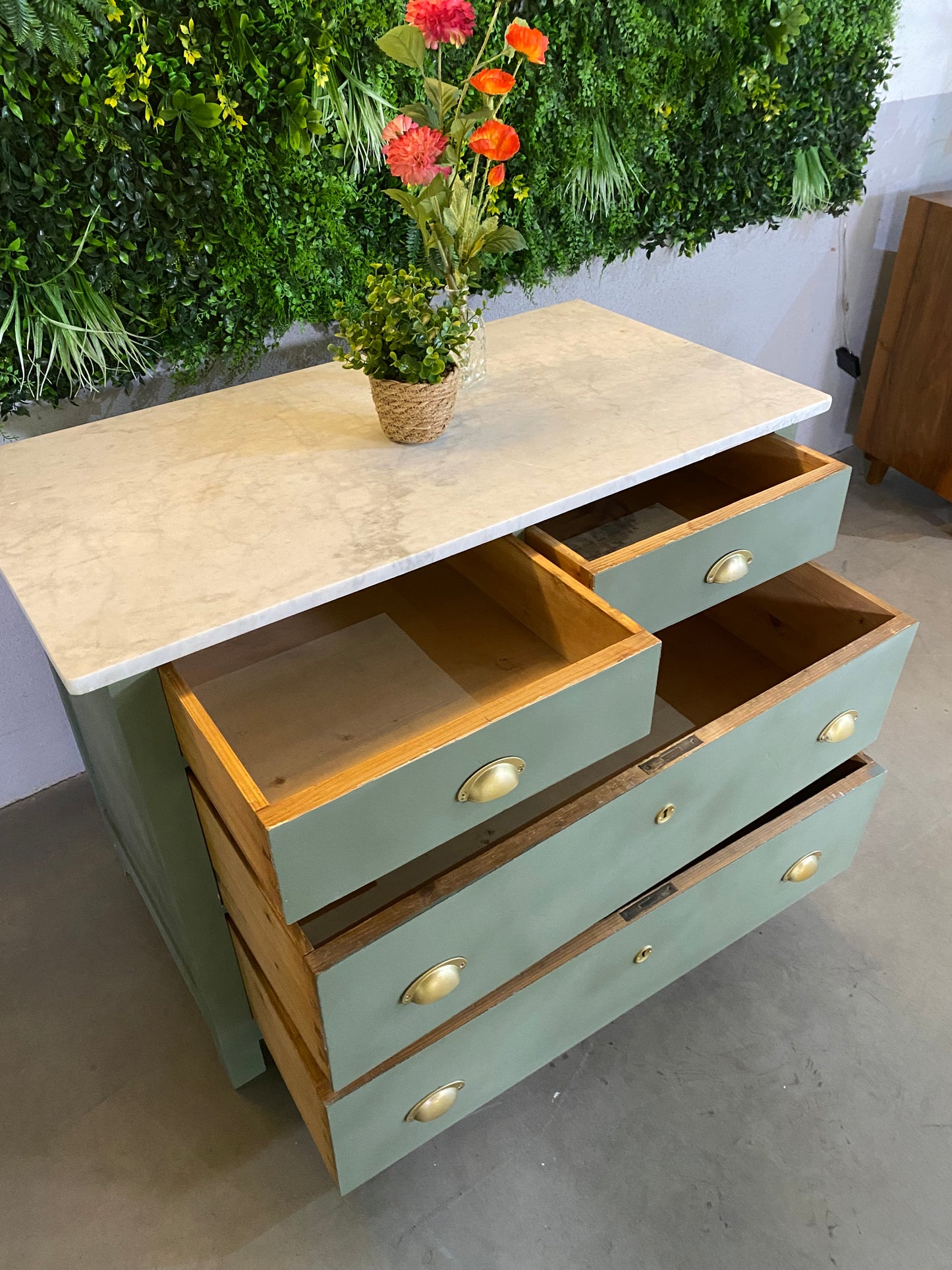 MASSIVHOLZ | Marmor Kommode/Kleiderschrank/Sideboard/Schrank