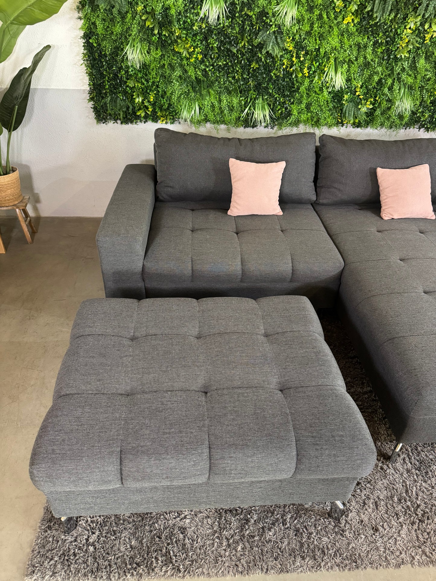 USB Ecksofa mit Hocker