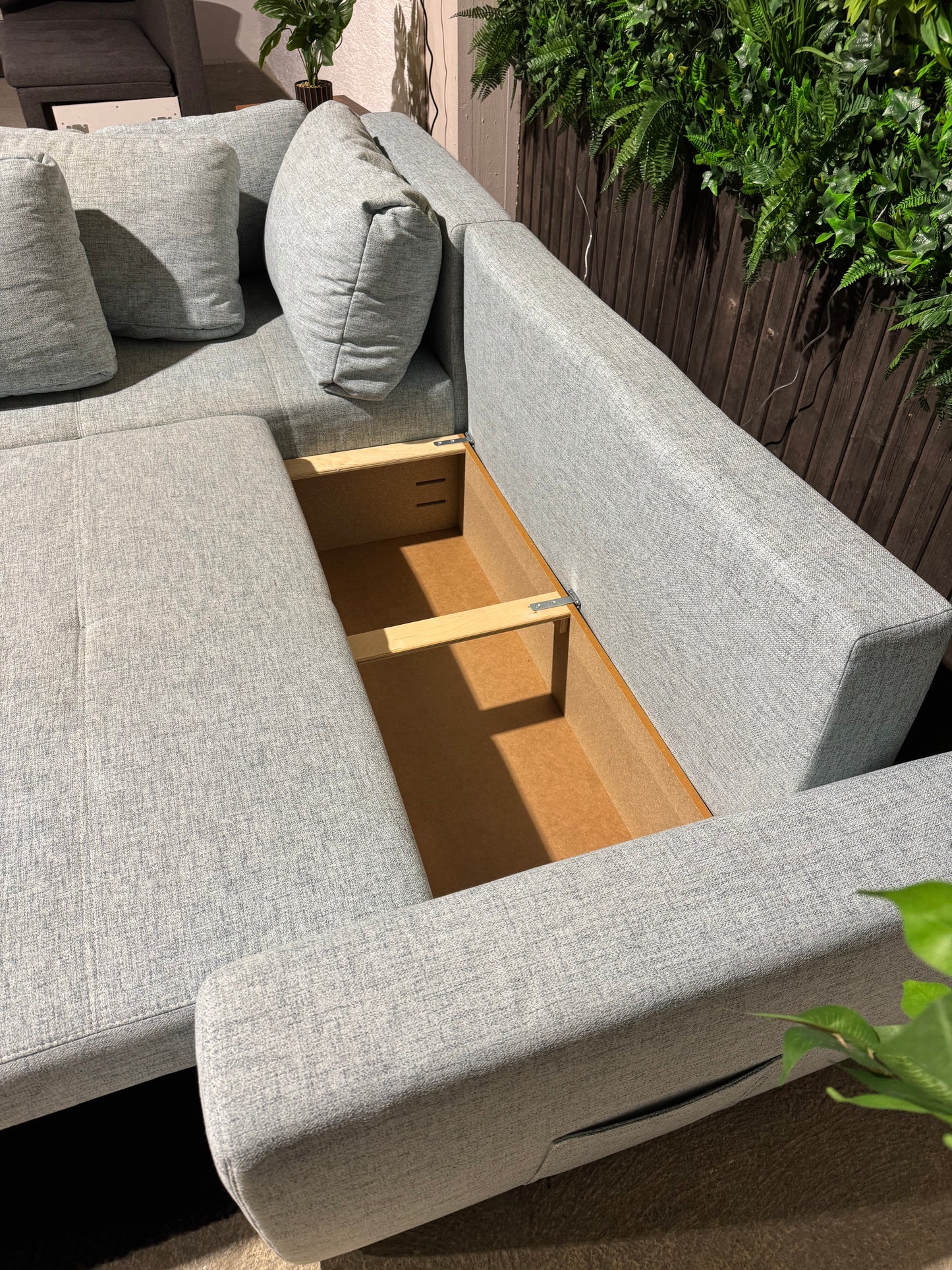 Ecksofa/Schlafsofa hellblau