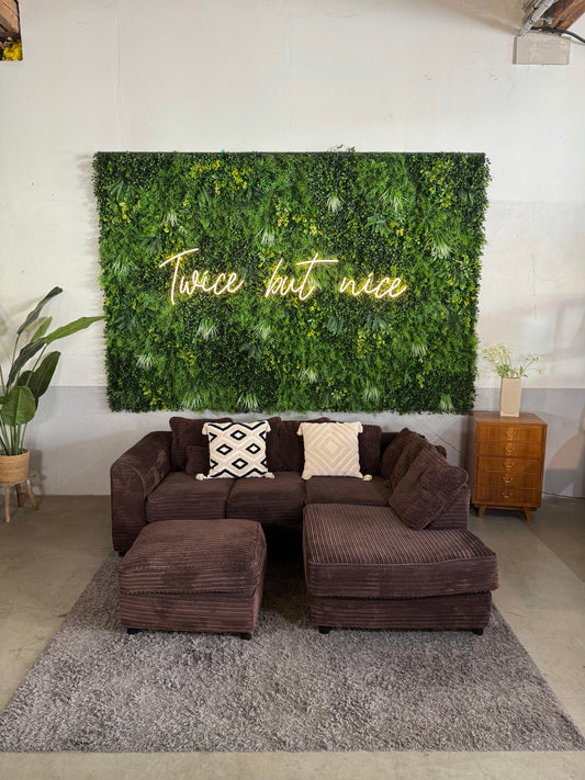 Cord Ecksofa mit Hocker