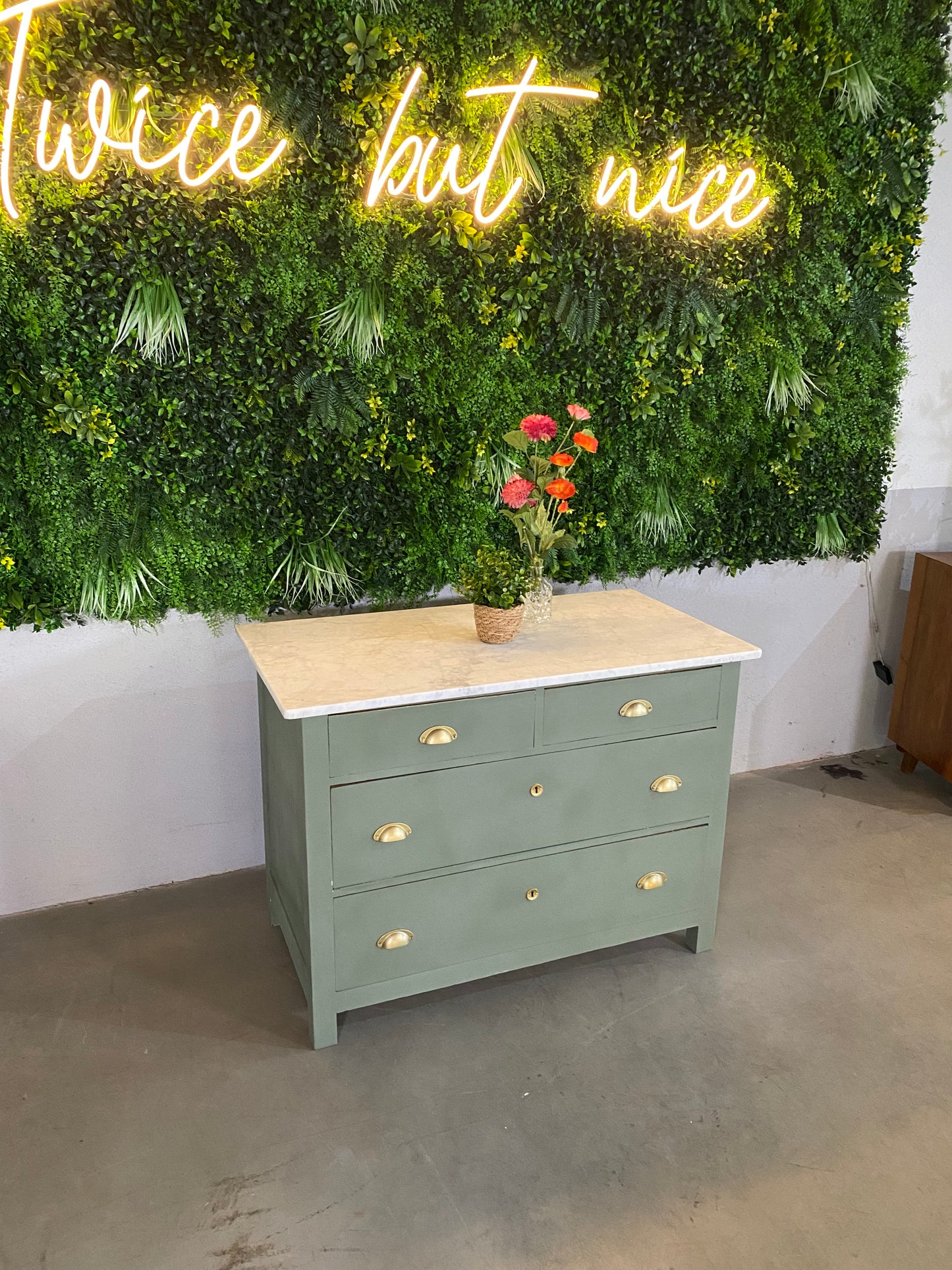 MASSIVHOLZ | Marmor Kommode/Kleiderschrank/Sideboard/Schrank