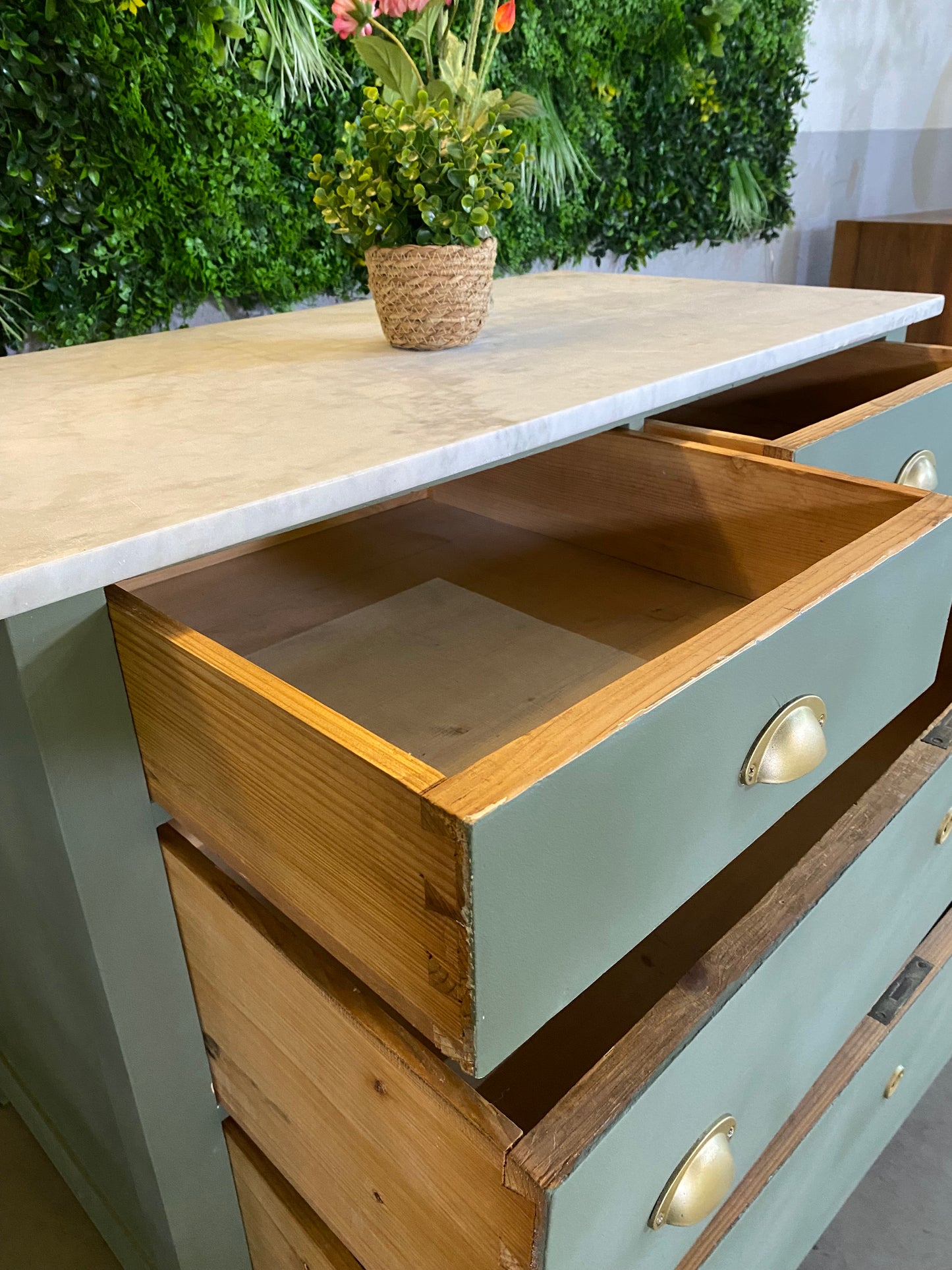 MASSIVHOLZ | Marmor Kommode/Kleiderschrank/Sideboard/Schrank