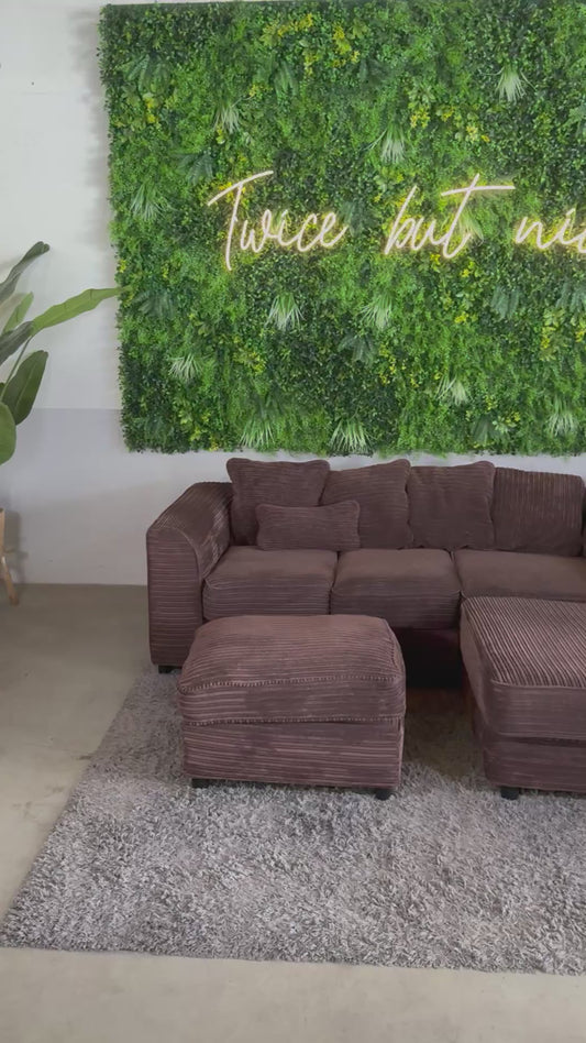 Cord Ecksofa mit Hocker